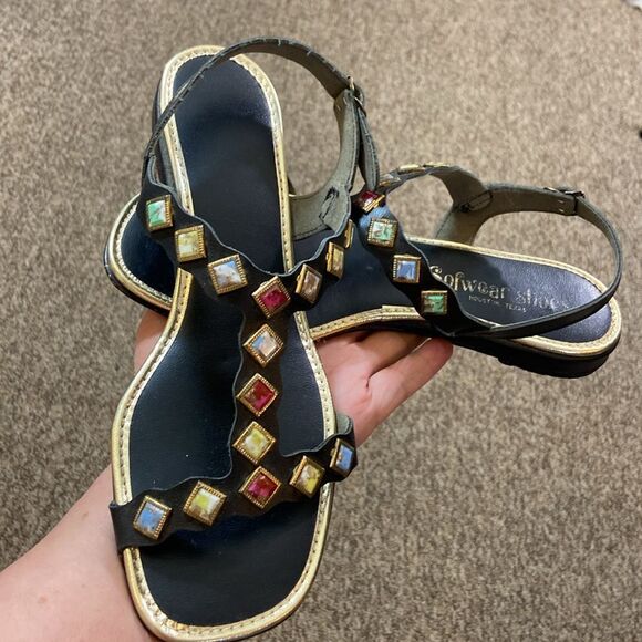 Sofwear Shoes Houston Texas Sandals with Multicolor Accents Women’s Size 7 - Picture 2 of 10